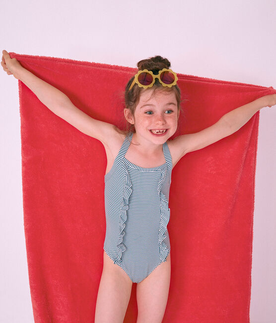 Maillot de bain 1 pièce enfant fille bleu RIYADH/blanc MARSHMALLOW