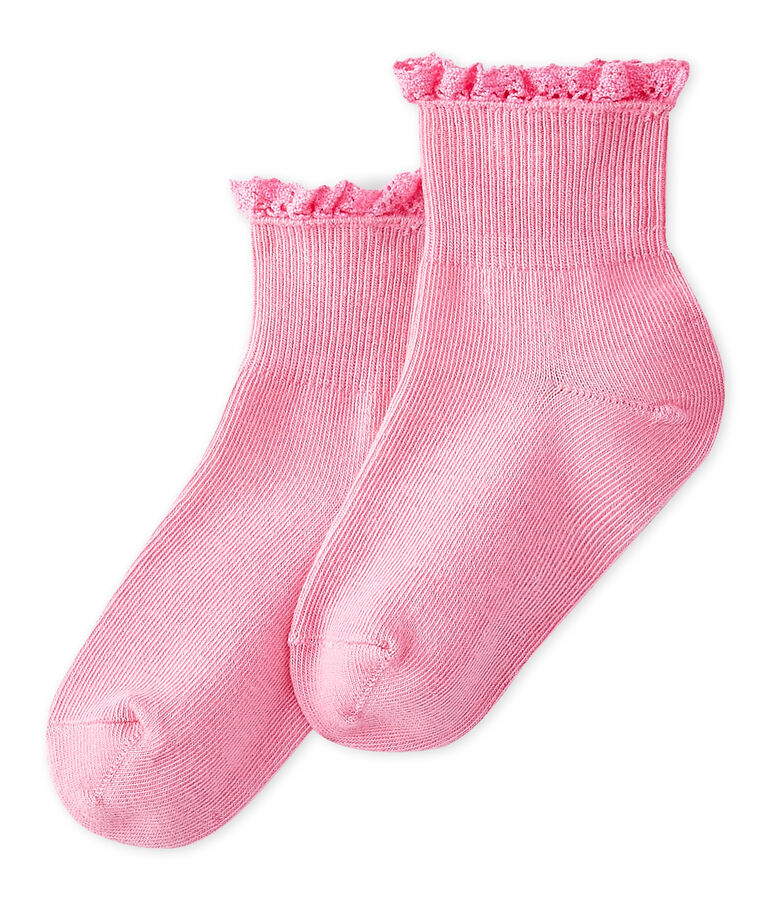 Chaussettes dentelle b&eacute;b&eacute; fille rose