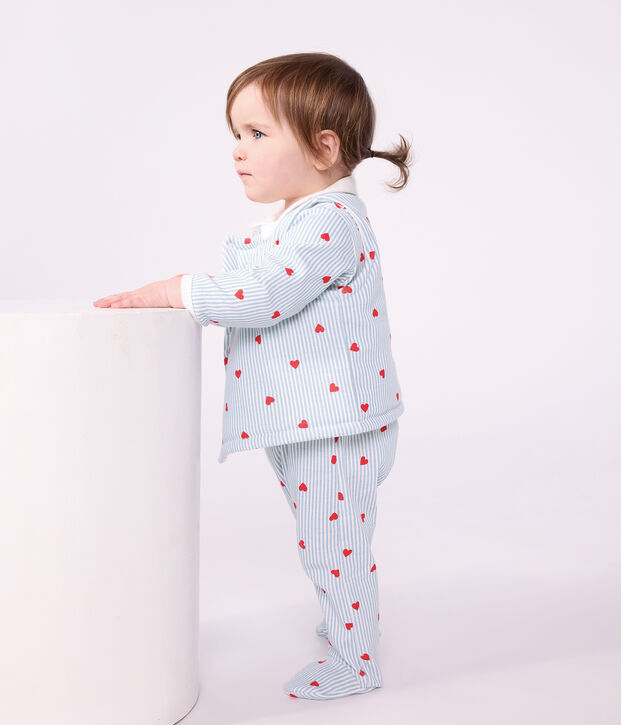 Omkeerbare katoenen cardigan zonder mouwen met hartjesprint wit/multicouleur