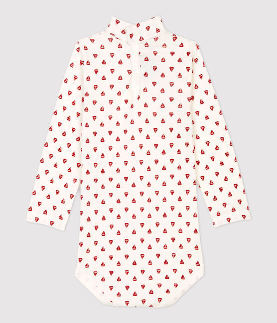 Romper van katoen. wit MARSHMALLOW/rood TERKUIT