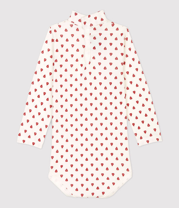 Body en coton b&eacute;b&eacute;. blanc/rouge