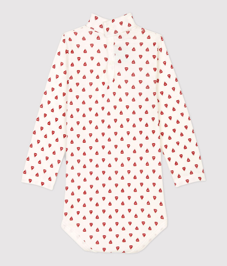 Body en coton b&eacute;b&eacute;. blanc MARSHMALLOW/rouge TERKUIT