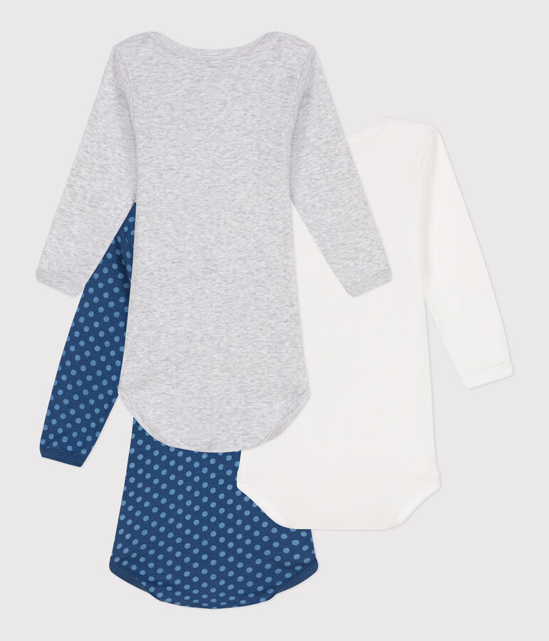 Setje met 3 katoenen babyrompertjes met lange mouwen multicouleur