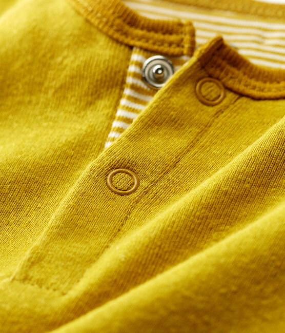 Combicourt bébé fille en coton et lin vert BAMBOO