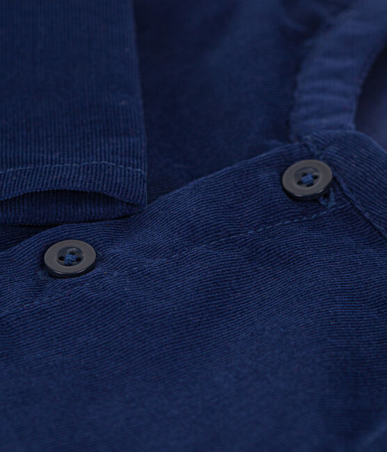 Babyhemdje met lange mouwen van extra dun velours BLEU FONCE