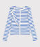 Effen katoenen damesvest wit MARSHMALLOW/blauw PERSE
