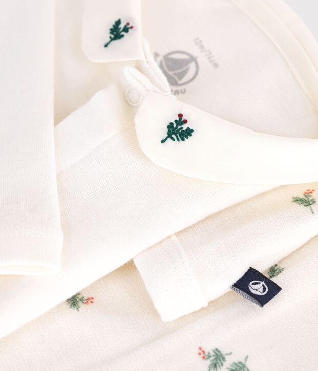 Geschenkset van katoen met bloemenprint voor baby's ecru/multicouleur