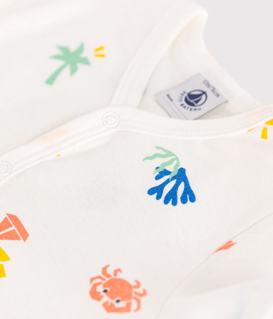 Kort katoenen kruippakje met print voor baby's wit MARSHMALLOW/wit MULTICO