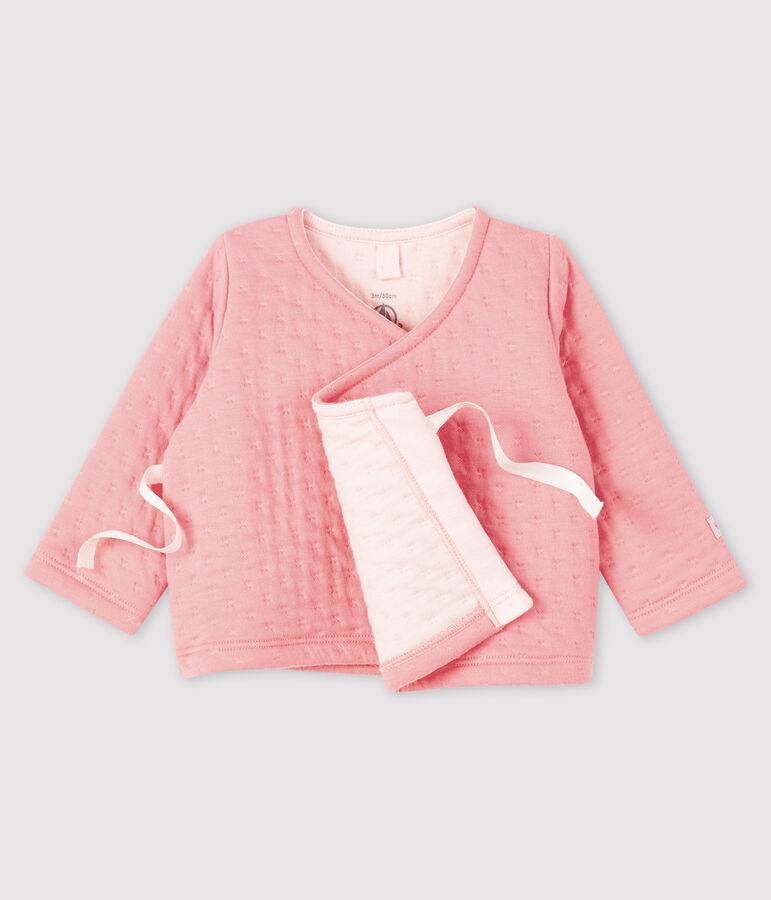 Cardigan b&eacute;b&eacute; en tubique rose CHARME