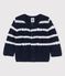 Babycardigan in gekabeld tricot blauw SMOKING/wit MARSHMALLOW