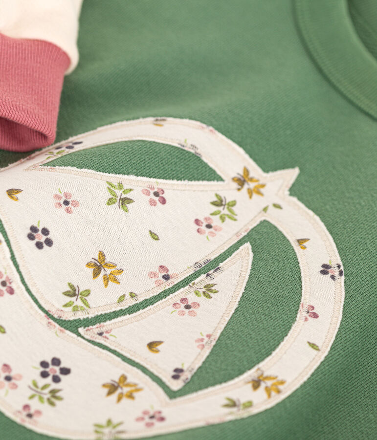 Sweater in fleece voor meisjes groen/multicouleur