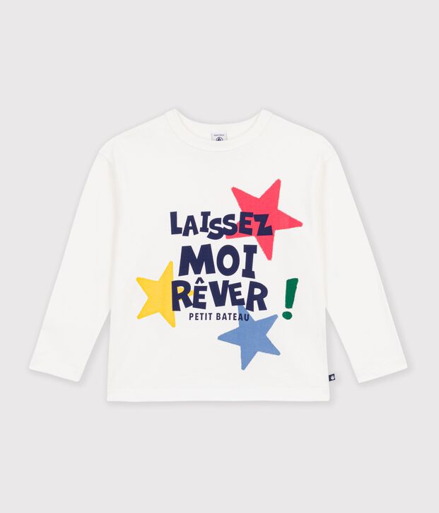 T-shirt met lange mouwen en motief voor kinderen wit