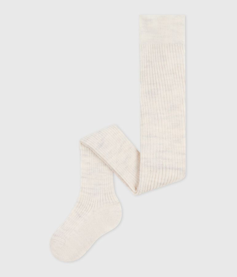 Collants b&eacute;b&eacute; en laine et coton unis beige