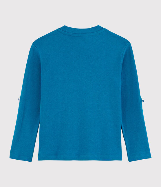 T-shirt van katoen en linnen voor jongens blauw MYKONOS
