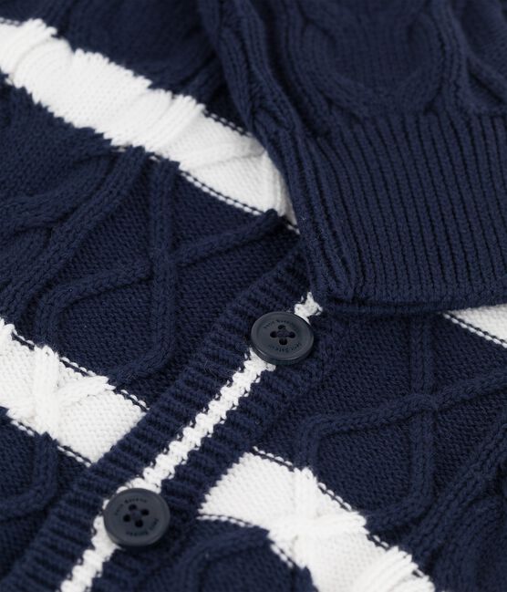 Cardigan en coton enfant garçon bleu SMOKING/blanc MARSHMALLOW