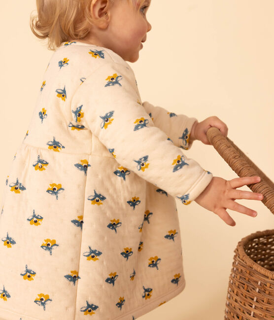 Jurk met lange mouwen in doorgestikte tubic met print voor baby's wit AVALANCHE/ MULTICO