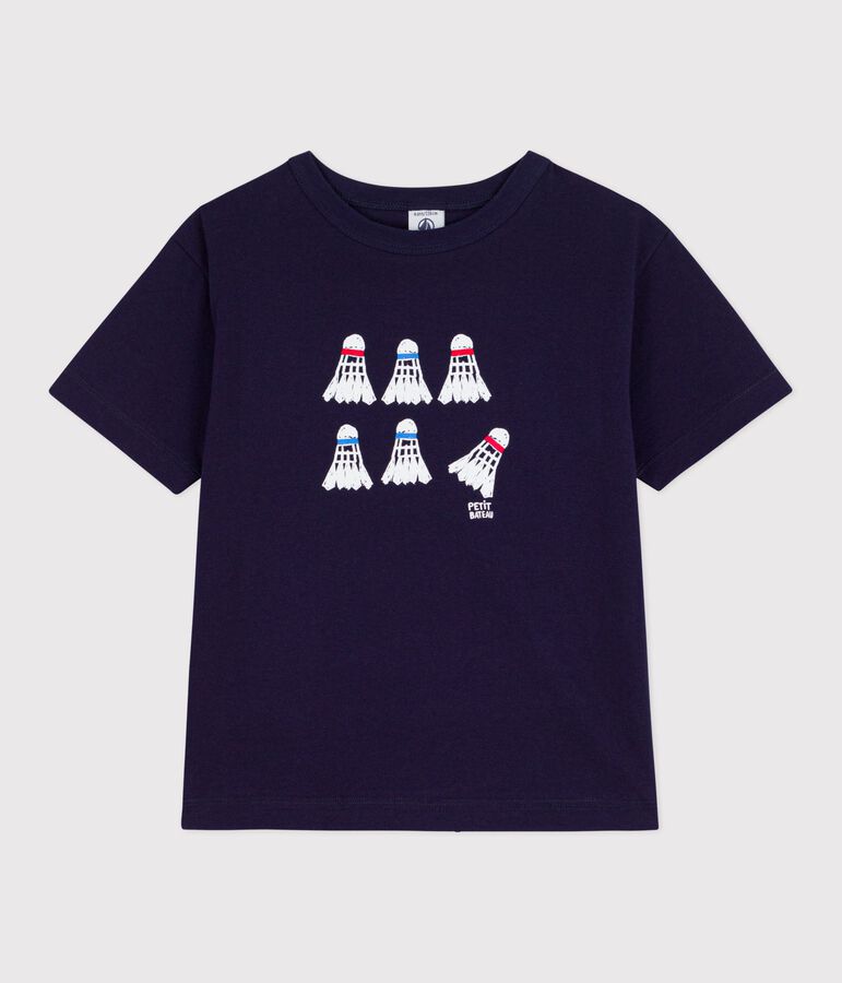 Katoenen T-shirt met korte mouwen voor kinderen blauw