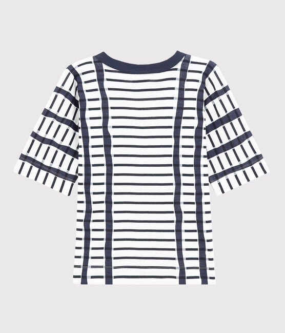 Tee-shirt kimono pour femme blanc MARSHMALLOW/bleu SMOKING