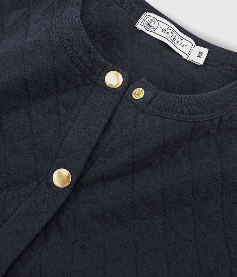 Dames cardigan van gewatteerde tubic. blauw