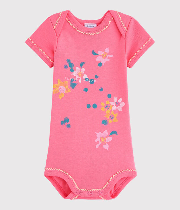Rompertje met korte mouwen babymeisje roze