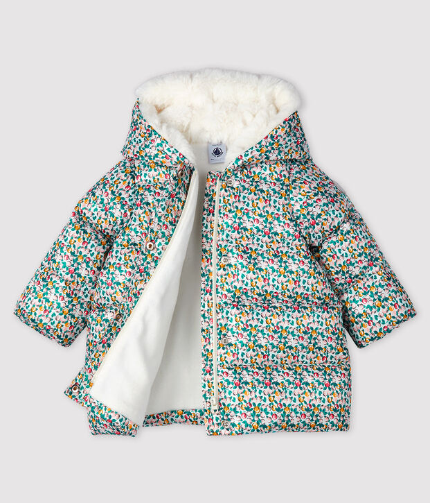 Gecapitonneerde donsjas baby meisje wit/multicouleur