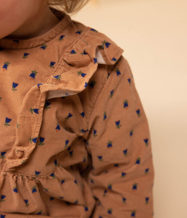 Babyjurkje met lange mouwen van fluweel roze/multicouleur