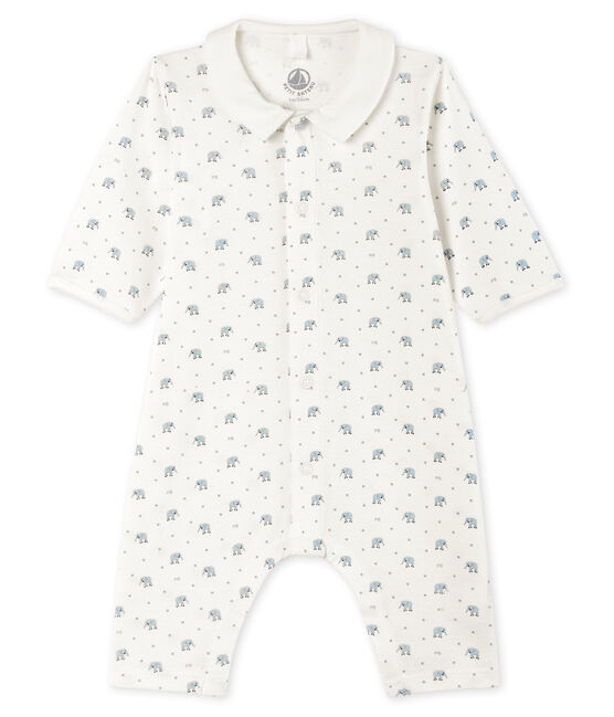 Dors bien sans pieds bébé en côte blanc MARSHMALLOW/blanc MULTICO