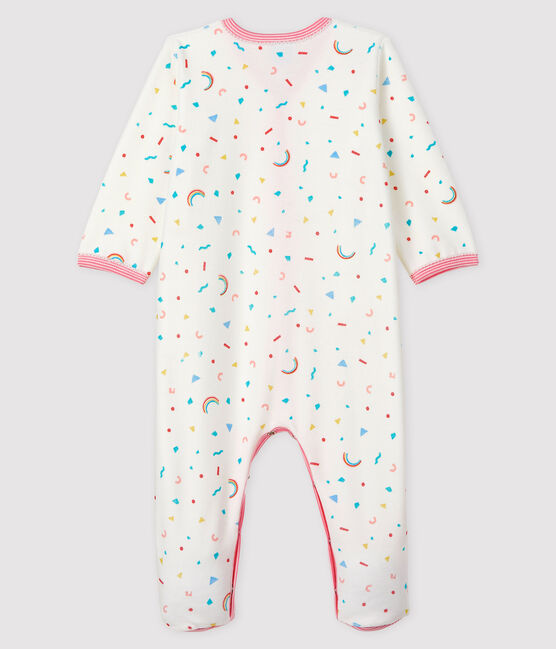 Dors-bien imprimé confettis bébé fille en velours blanc MARSHMALLOW/blanc MULTICO