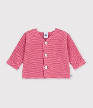 Cardigan b&eacute;b&eacute; tricot point mousse en coton uni