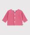 Cardigan b&eacute;b&eacute; tricot point mousse en coton uni rose