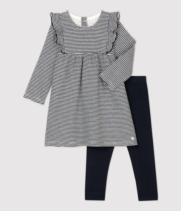Tweedelige set baby. blauw/wit