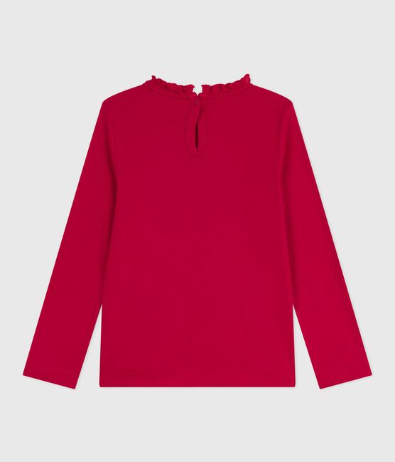 Tee-shirt enfant manches longues en coton uni rouge TERKUIT