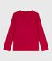 Tee-shirt enfant manches longues en coton uni rouge TERKUIT