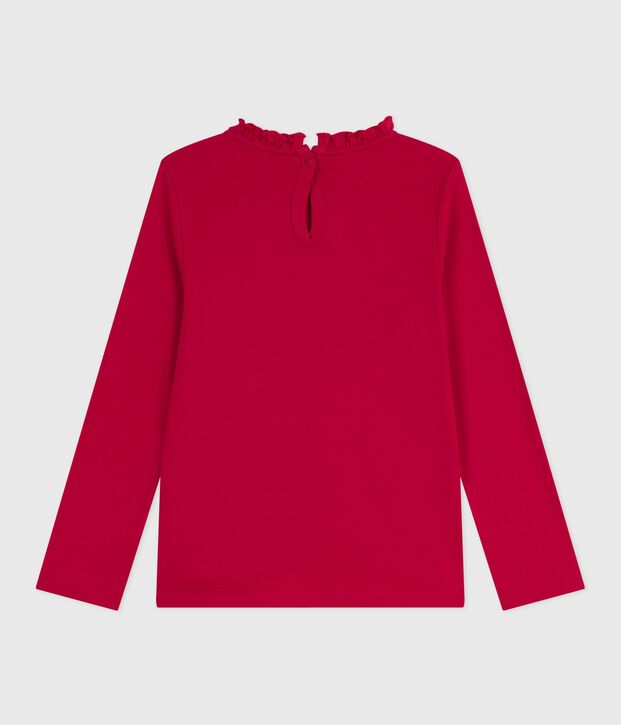 Tee-shirt enfant manches longues en coton uni rouge
