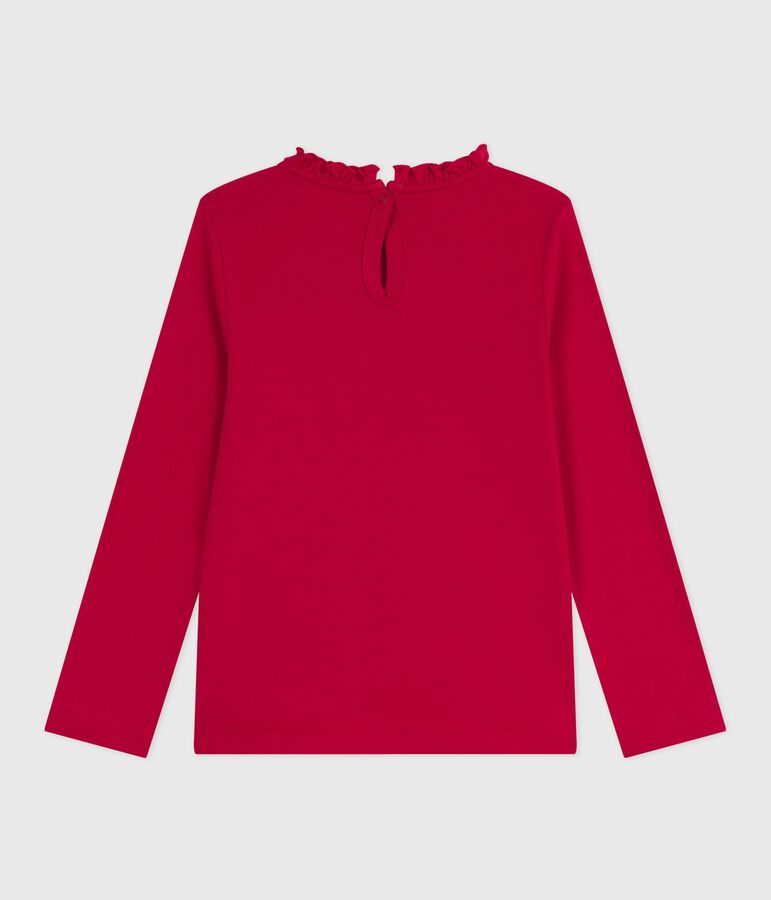 Tee-shirt enfant manches longues en coton uni rouge TERKUIT