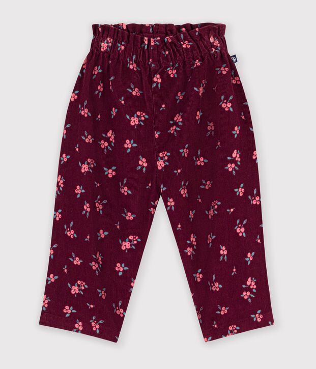 Pantalon b&eacute;b&eacute; en velours imprim&eacute; &agrave; fleurs rouge/multicouleur