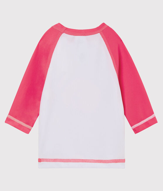Anti-UV UPF 50+ T-shirt babyjongen / babymeisje wit MARSHMALLOW/roze CUPCAKE