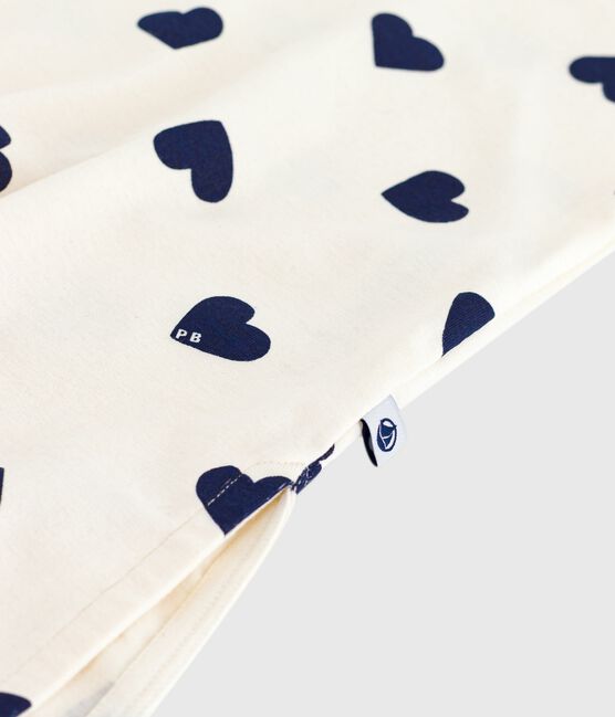 Chemise de nuit femme en coton imprimé cœur bleu MILK/ SOIR