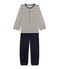 Pyjama fille en bouclette velours beige COQUILLE/bleu SMOKING