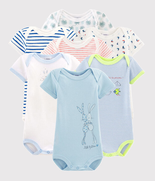 Verrassingsset met zeven body's met korte mouwen voor babyjongens multicouleur
