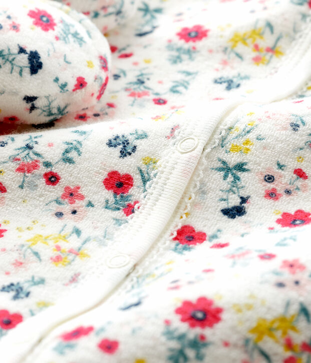 Nachtset baby van boucl&eacute;badstof wit/multicouleur