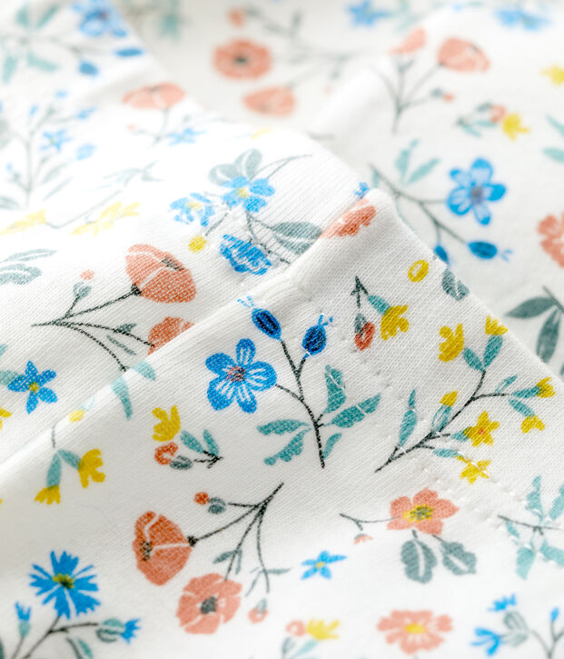 Legging imprim&eacute; fleuri en coton b&eacute;b&eacute; blanc/multicouleur