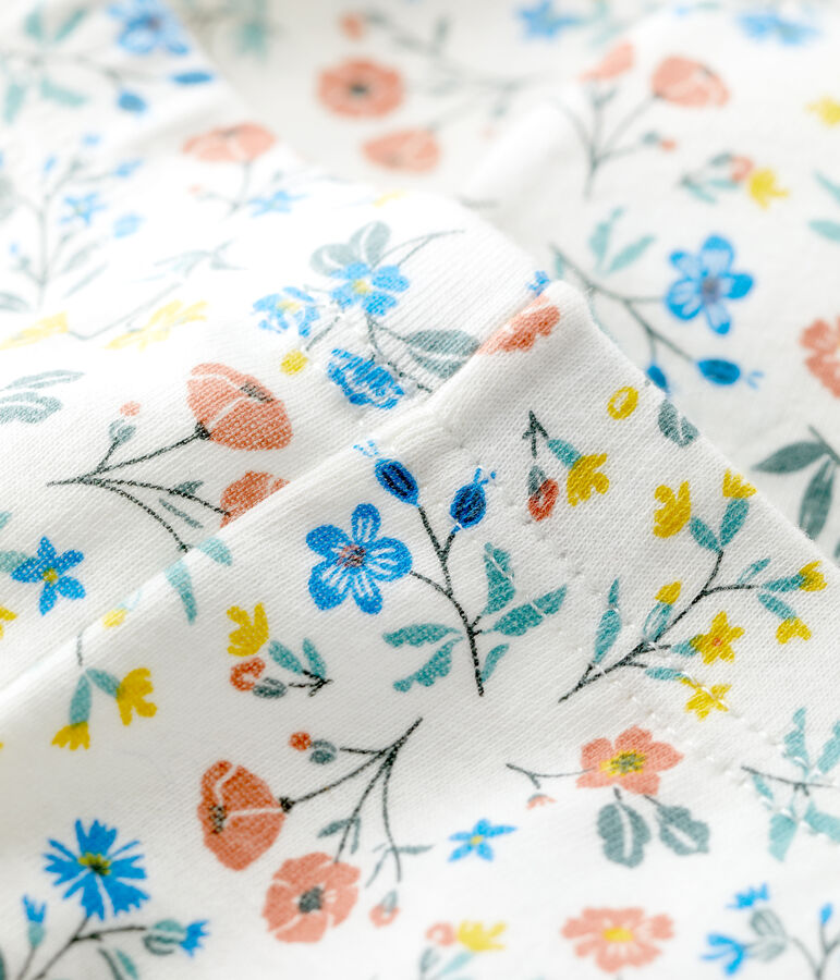 Legging van katoen met bloemenprint voor babymeisjes wit MARSHMALLOW/wit MULTICO