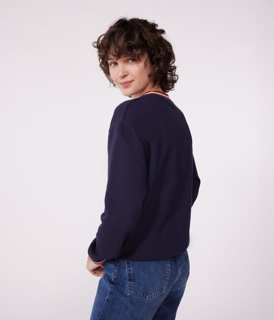 Effen katoenen sweatshirt voor dames blauw SMOKING