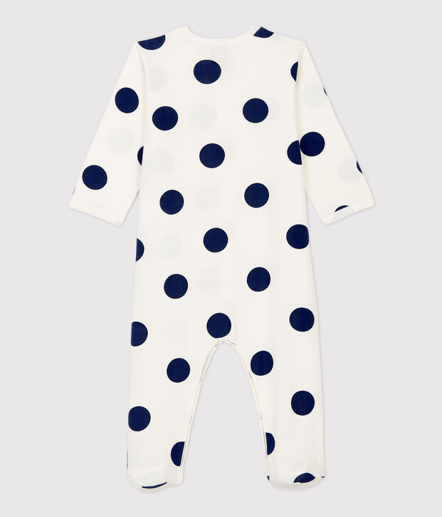 Dors-bien b&eacute;b&eacute; &agrave; pois en coton biologique blanc/bleu