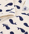 Pyjama met marineblauwe walvisjes van velours beige MONTELIMAR/blauw MEDIEVAL