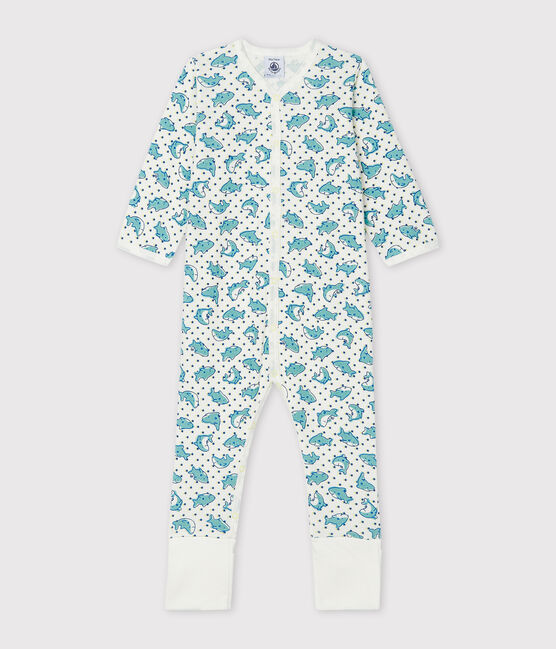 Babypyjama van ribstof wit MARSHMALLOW/wit MULTICO