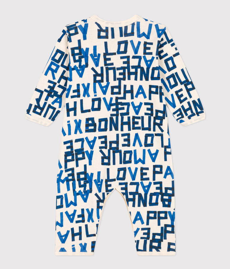 Katoenen babypyjama zonder voetjes ecru/multicouleur