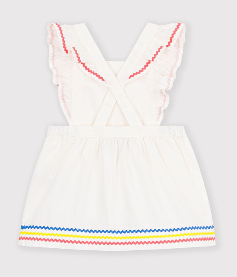 Robe salopette b&eacute;b&eacute; en coton, unie blanc