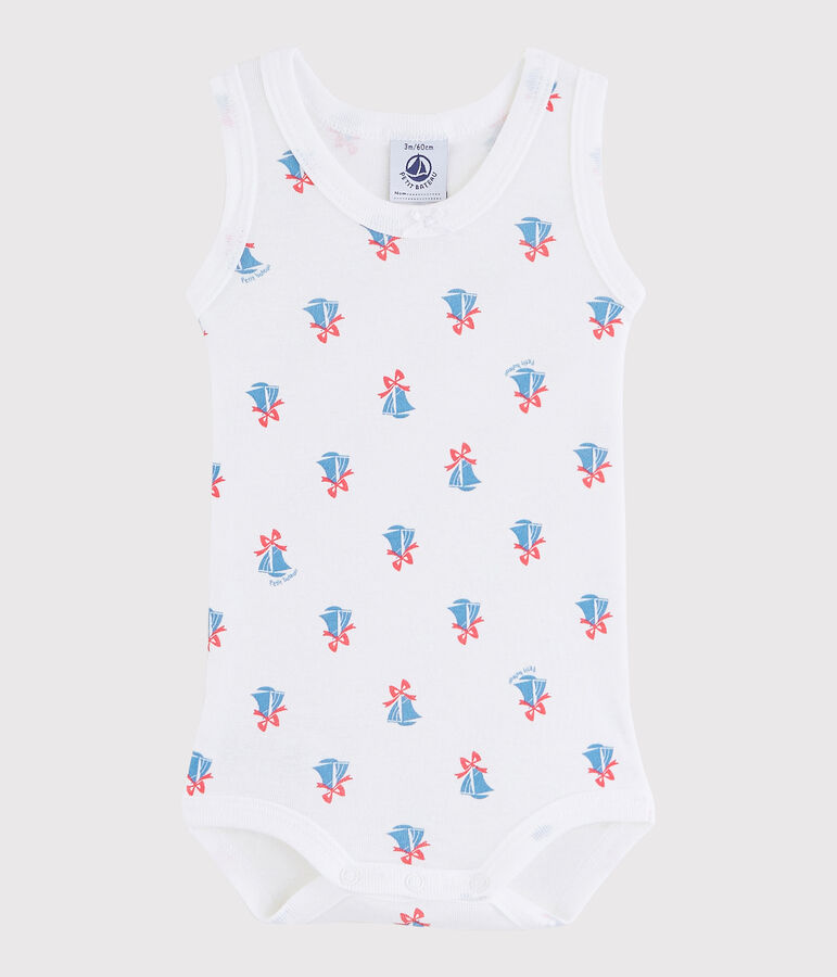 Body sans manches b&eacute;b&eacute; fille blanc ECUME/blanc MULTICO
